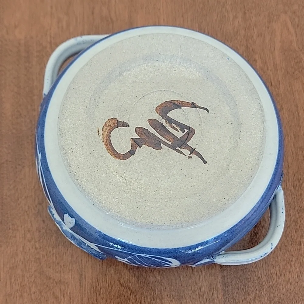 Pottery Blue White Salsa Dish with Lid